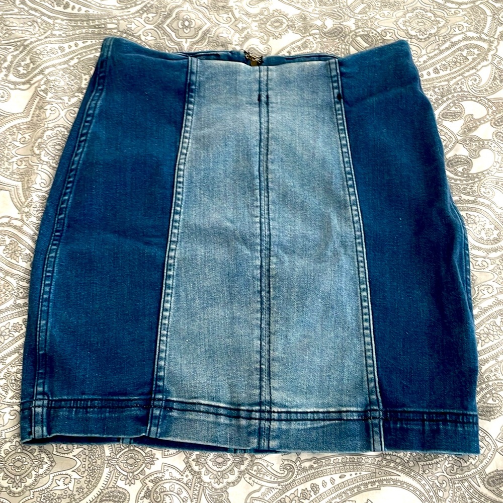 Free people denim mini skirt